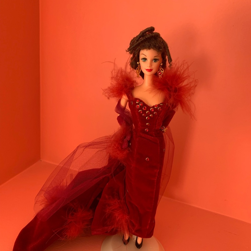 Barbie as Scarlet O’Hara in red dress